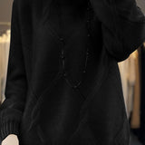 Casual Crew Neck Loose Cable-Knit Top