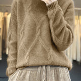 Casual Crew Neck Loose Cable-Knit Top