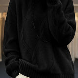 Casual Crew Neck Loose Cable-Knit Top