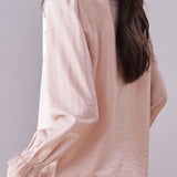 Stand Collar Ruffled Pleated Embroidered Beaded Shirt