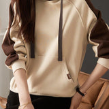 Casual Color-Block Loose Hooded Sweatshirt