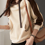 Casual Color-Block Loose Hooded Sweatshirt