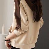 Casual Color-Block Loose Hooded Sweatshirt
