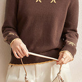 Color-Block Bowknot Jacquard Knitted Top