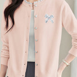 Crew Neck Lace Sequin Cardigan