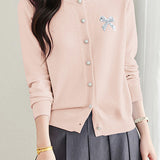 Crew Neck Lace Sequin Cardigan