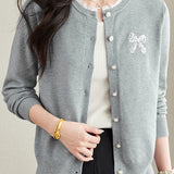 Crew Neck Lace Sequin Cardigan