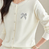 Crew Neck Lace Sequin Cardigan