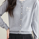Crew Neck Lace Sequin Cardigan