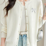 Crew Neck Lace Sequin Cardigan