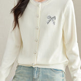 Crew Neck Lace Sequin Cardigan