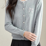Crew Neck Lace Sequin Cardigan