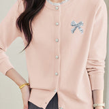 Crew Neck Lace Sequin Cardigan