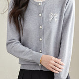 Crew Neck Lace Sequin Cardigan