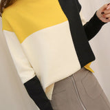 Casual Color-Block Turtleneck Pullover Knitted Top
