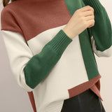 Casual Color-Block Turtleneck Pullover Knitted Top