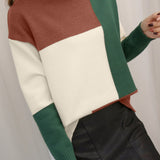Casual Color-Block Turtleneck Pullover Knitted Top