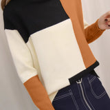 Casual Color-Block Turtleneck Pullover Knitted Top