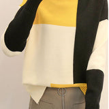 Casual Color-Block Turtleneck Pullover Knitted Top
