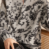 Casual V-Neck Loose Color-Block Jacquard Sweater