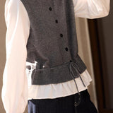 Casual Fake Two-Piece Color-Block Paneled Knitted Cardigan