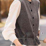 Casual Fake Two-Piece Color-Block Paneled Knitted Cardigan