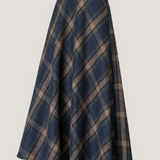 Casual Versatile Color-Block Plaid Woolen Midi Skirt