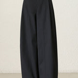 Casual Versatile Solid-Color Paneled Pleated Wide-Leg Pants