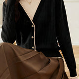 Casual Versatile Color-Block Fake Two-Piece Half-High Neck Knitted Top