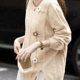 Casual Versatile Color-Block 3D Crocheted Flower Sweater