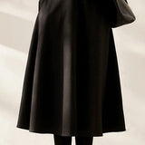 Casual Commuter Woolen High-Waist A-Line Midi Skirt