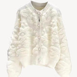 Casual Versatile Solid-Color Pearl Button Knitted Cardigan
