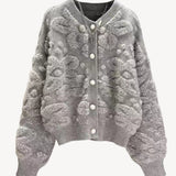 Casual Versatile Solid-Color Pearl Button Knitted Cardigan