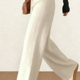 Casual Versatile Homewear Solid-Color Arrow Pattern Fleece Wide-Leg Pants