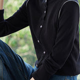 Casual Versatile Patchwork Color-Block Half-High Neck Knitted Top