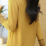 Casual Versatile Crew Neck Jacquard Pullover Knitted Top