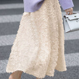 Exquisite High-Waist Fringed A-Line Midi Skirt