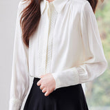 Commuter Versatile Satin Argyle Pattern Open-Front Blouse