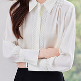 Commuter Versatile Satin Argyle Pattern Open-Front Blouse