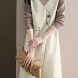 Casual Color-Block Striped Fake Two-Piece Asymmetric Dress