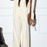 Casual Plaid Patchwork Knitted Cardigan Set