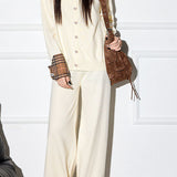 Casual Plaid Patchwork Knitted Cardigan Set