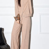 Casual Plaid Patchwork Knitted Cardigan Set