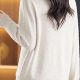 Casual Minimalist Half-High Neck Pullover Long-Sleeve Knitted Top