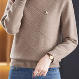 Casual Minimalist Half-High Neck Pullover Long-Sleeve Knitted Top