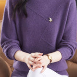Casual Minimalist Half-High Neck Pullover Long-Sleeve Knitted Top