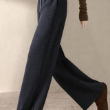 Casual Versatile Color-Block Waist Wide-Leg Pants