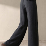 Casual Versatile Color-Block Waist Wide-Leg Pants