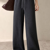 Casual Versatile Color-Block Waist Wide-Leg Pants