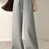 Casual Versatile Color-Block Waist Wide-Leg Pants